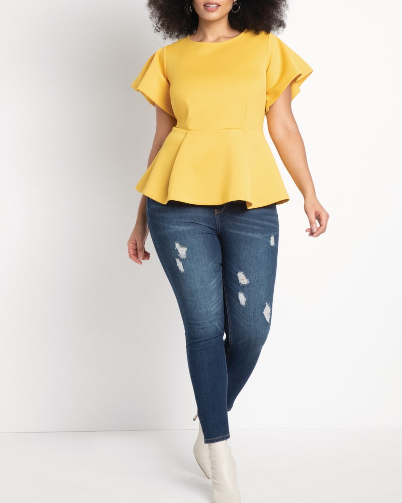 Plus Size Carter Peplum Top Spicy Mustard